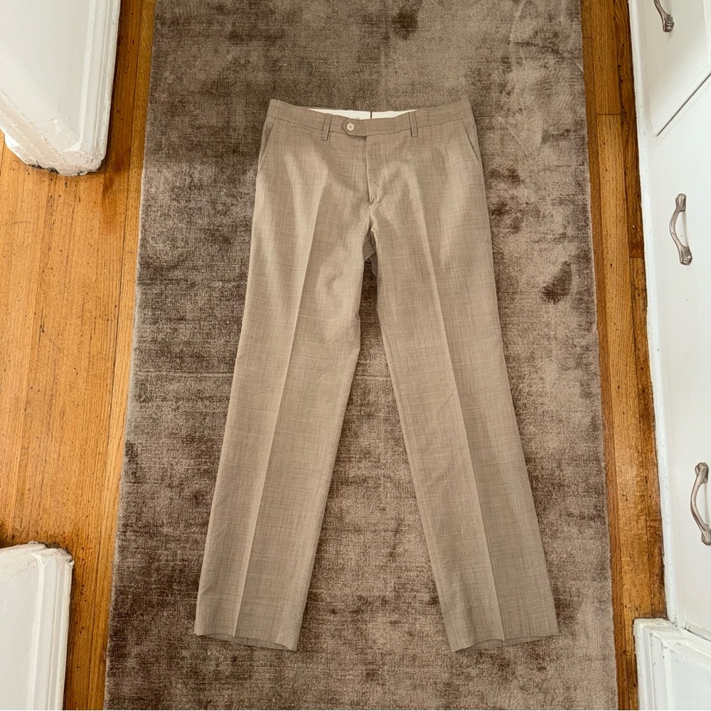 Versace Collection Flat front trouser chino pure Lana wool (linen) summer pant